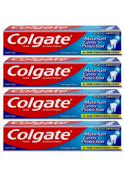 Buy Pack Of 4 Colgate Maxiumum Cavity Protection With Flouride 50 Ml in Saudi Arabia