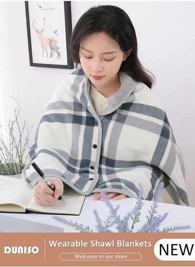 اشتري 2 in 1 Wearable Blanket Button Shawl, Multifunction Shoulder Warm, Fleece Wearable Blanket, Comfy Poncho Throw, Lap Blanket for Winter, Home, Office, School في الامارات