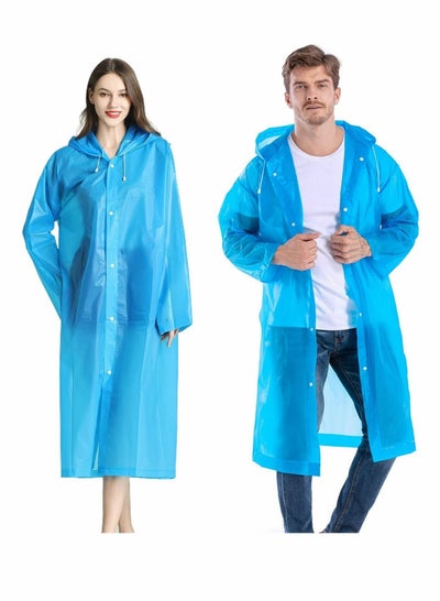 Buy Rain Poncho for Adults 1 Pack EVA Women and Men Reusable Raincoat Jacket Packable Family Fishing Travel Emergency no PVC with Hood Elastic Sleeving in UAE