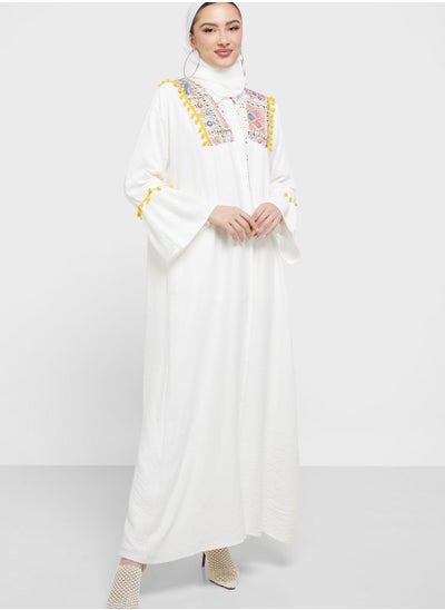 Buy Embroidered Detail Abaya With Sheila in UAE