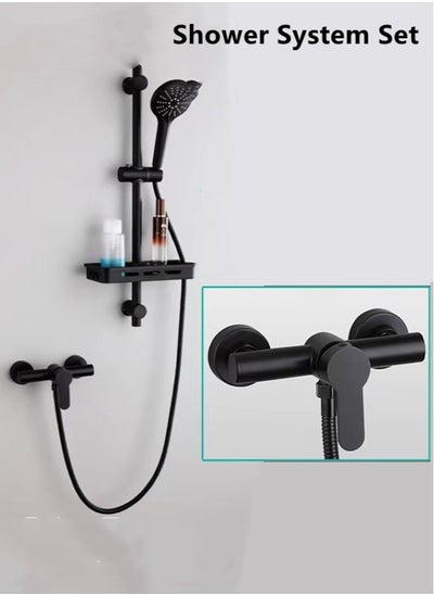 اشتري 1-Set Bathroom Shower System Shower Faucet Shower Head Set Stainless Steel Black في الامارات