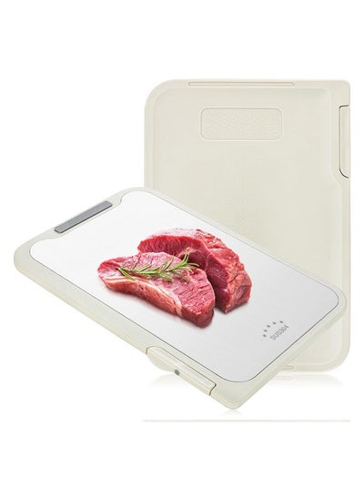 Buy Double-Sided Cutting Boards, Stainless Steel Cutting Board for Meat, Plastic Cutting Board for Veggies, Standing Cutting Boards with Kickstand, Dishwasher Safe, White in Saudi Arabia