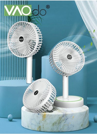 Buy Desktop Fan USB Charging Portable Small Fan Low Noise 3 Gears Strong Wind Removable handheld Fan in UAE