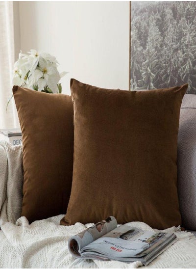 Buy MIULEE Pack of 2, Velvet Soft Solid Decorative Square Throw Pillow Covers Set Cushion Case for Sofa Bedroom Car 18 x 18 Inch 45 x 45 Cm in UAE