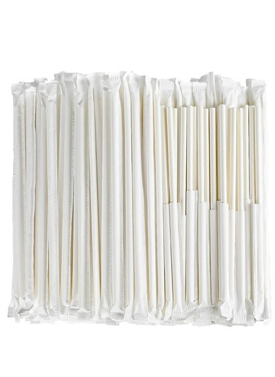 Buy 100 Pcs 6 MM White Paper Straws in UAE