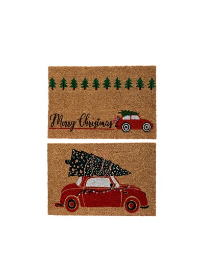 Buy Kaemingk Doormat Coir Car Xmas Tree 2 Designs, Assorted 1 Piece in UAE