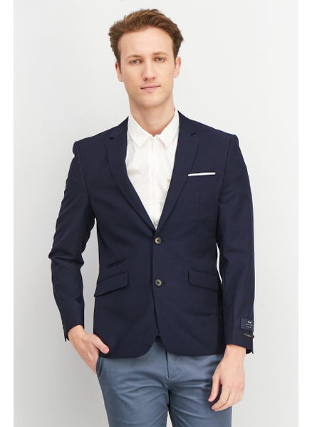 Buy Men Regular Fit Solid Formal Blazer, Navy in UAE