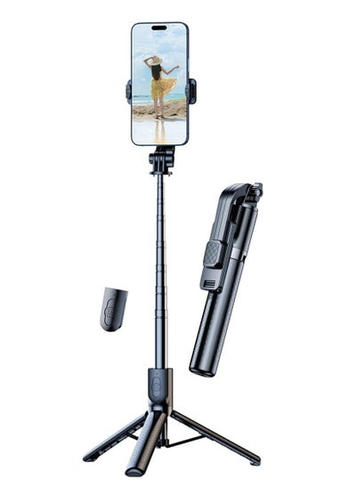 اشتري ECVV 130cm Phone Selfie Stick Tripod with Remote Control Portable Rotate Phone Holder Extendable Tripod Stand Compatible with iPhone Android Smartphone في الامارات