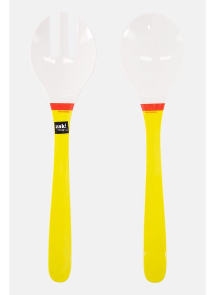 Buy 2 Piece Salad Server Set, Yellow/White Combo in Saudi Arabia