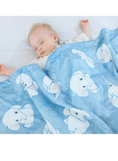 اشتري Baby Blanket Soothes Doudou Blanket Newborn Holds Baby Cover Blanket Nap Air Conditioning Blanket Stroller Windproof Blanket Blue Elephant 110*75cm في السعودية