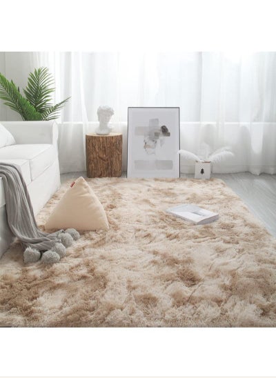 اشتري Soft Rugs Fluffy Carpets Tie-Dye Rugs for Living Room Bedroom Nursery Home Decor Non-Slip Machine Washable Carpet Home Decorative Carpet 100x160 cm Beige في السعودية