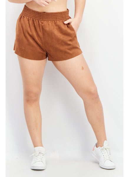 Buy Women Plain Pull On Short, Brown in UAE