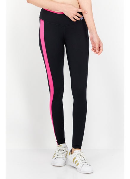 Buy Women Sportswear Fit Brand Logo Training Tights, Black and Pink in UAE