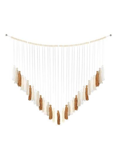 Buy Large Macrame Wall Hanging, Boho Wall Decor with Wood Beads Woven Tapestry, Colorful Tassel Garland Bohemian Macrame Wall Art Decor for Nursery Living Room Bedroom Kitchen Party (34 X 31in) in UAE