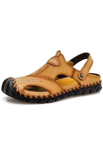 Buy Men's Dual Purpose Breathable Casual Hollowed Out Cowhide Sandals in Saudi Arabia