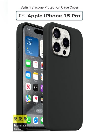 Buy Stylish Silicone Case Cover For Apple iPhone 15 Pro Black in Saudi Arabia