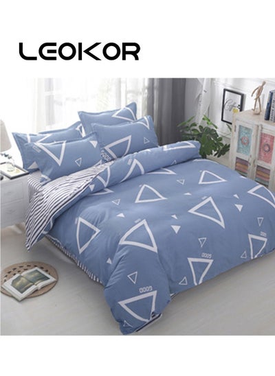 اشتري 4-Piece Fashion Simple Geometric Printed Duvet Cover Comforter Set Cotton Multicolour 200x230cm في السعودية