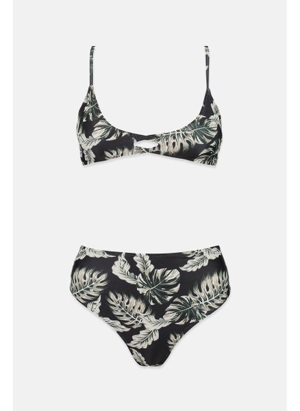 اشتري Women 2 Pieces All Over Print Bikini Top And Bottom Set, Black Combo في السعودية