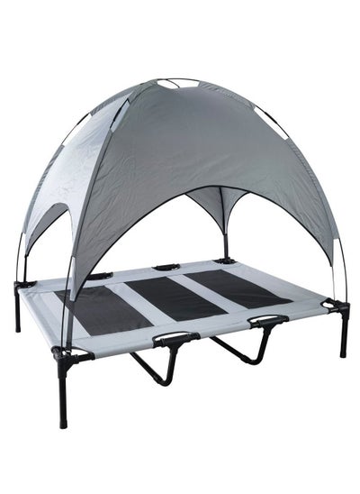 Buy COOLBABY Elevated Dog Bed With Canopy-112 * 91CM Portable Pet Bed With Non-slip Feet-Indoor Outdoor Sun Protection Waterproof Pet Tent (Grey) in UAE