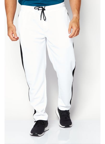 اشتري Men Regular Fit Brand Logo Sweatpants, White/Black في السعودية