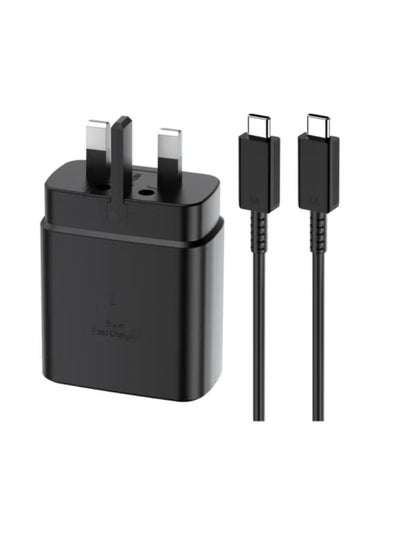 Buy Wall Charger 45W Fast Charging With UK Plug USB-C to USB-C For Samsung Devices With Type C Cable in Saudi Arabia