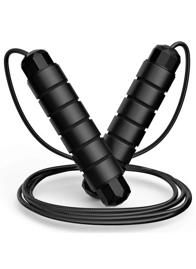 Buy Skipping Rope Adult With Ball Bearings For Women, Men, And Kids , Adjustable Steel Speed Jump Rope For Workout With Foam Handles For Gym Fitness Home Exercise in UAE