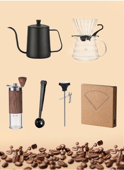 Buy Hand Brewed Coffee Set Portable Multifunctional Coffee Grinding Hand Brewing Tool Set with Filter Papers Coffee Brewing Travel Kit for Outdoor Picnic Gift Boxed 7 In 1 in UAE