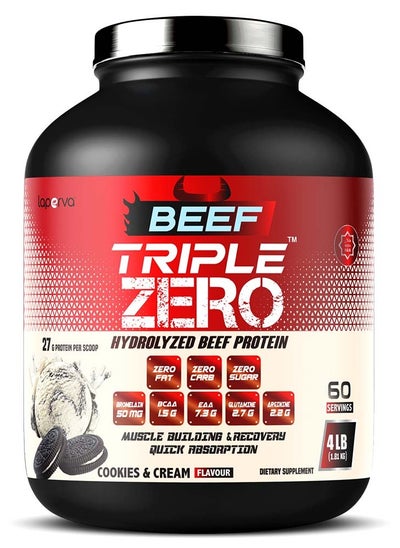 Buy Beef Triple Zero ,Beef Isolate Protein, Muscles Growth , Halal Certified,Cookies&Cream Flavor 4lb in UAE