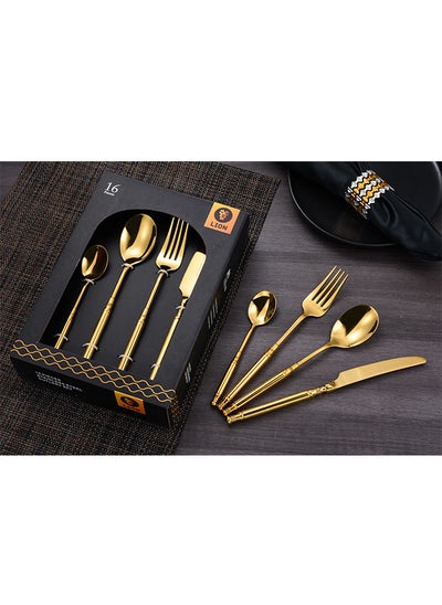 Buy 16-Piece Stainless Steel Cutlery Set Gold, Service for 4 in Saudi Arabia