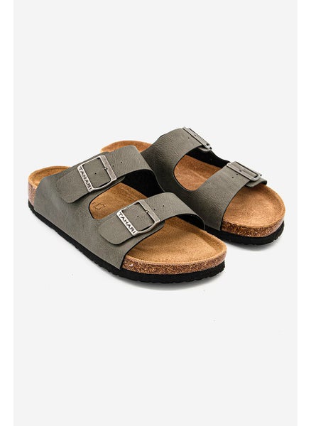 اشتري Men Slip On Synthetic Leather Cork Sandals, Grey في السعودية