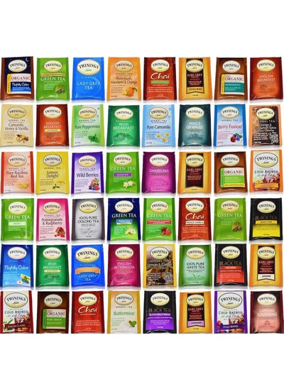 Buy BLUE RIBBON Twinings Tea Bags Sampler Assortment Variety Pack Gift Box - 48 Count - Perfect Variety - English Breakfast, Green, Black, Herbal, Chai Tea and more in UAE