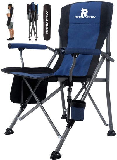 Buy Outdoor Portable Camping Chair Lightweight Folding Camping Chair Heavy Duty Support 145KG High Back Padded Lawn Chair with Arm Rest Cup Holder and Portable Carrying Bag in Saudi Arabia