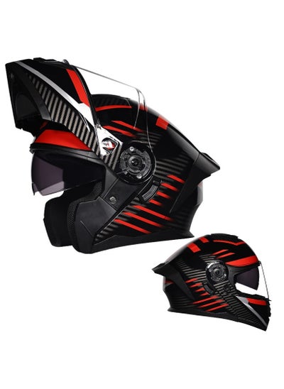 Buy New Double Mirror Helmet Semi Full Cover Four Seasons Motorcycle Helmet in Saudi Arabia