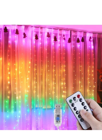 Buy USB LED Curtain Lights Rainbow 8 Modes Remote Control Timer for Outdoor Indoor Decoration in Egypt