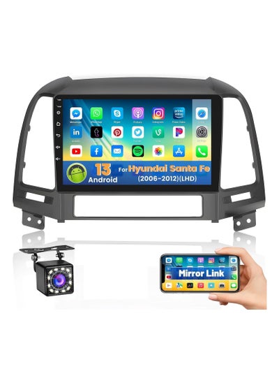 اشتري Android Car Stereo for Hyundai Santa Fe 2006 2007 2008 2009 2010 2011 2012 1GB RAM 32GB ROM 9 Inch MirrorLink WiFi BT, IPS Touch Screen with AHD Camera Included في الامارات