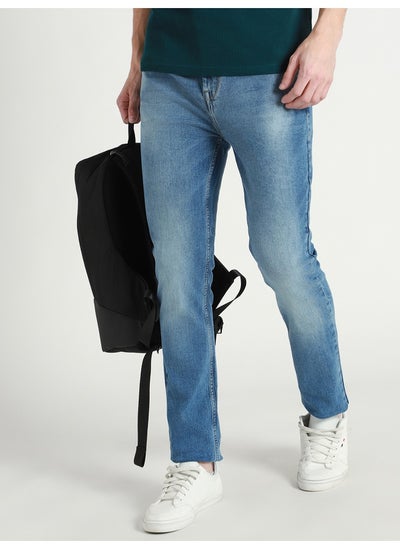 اشتري Men's Tapered Fit Mid Blue Cotton Jeans - Essential Casual Wear في السعودية