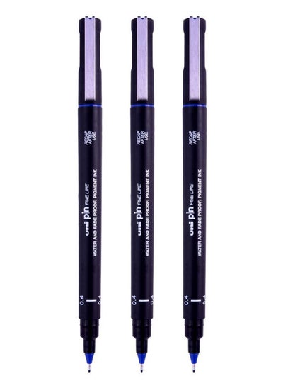 Buy 3-Piece Fineline Pen 0.4mm Tip Blue Ink in UAE