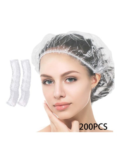 Buy 200 Piece Shower Cap Disposable, Bath Caps High Density Thick Waterproof Elastic Big Hair Caps for Women Men Travel Spa Hotel Hair Solon Home Use High Quality in Saudi Arabia