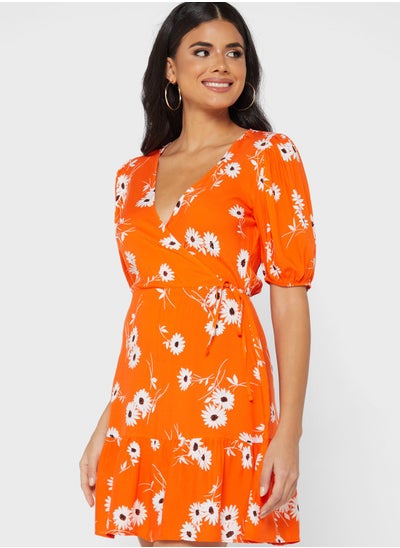 Buy Puff Sleeve Floral Print Dress in Saudi Arabia