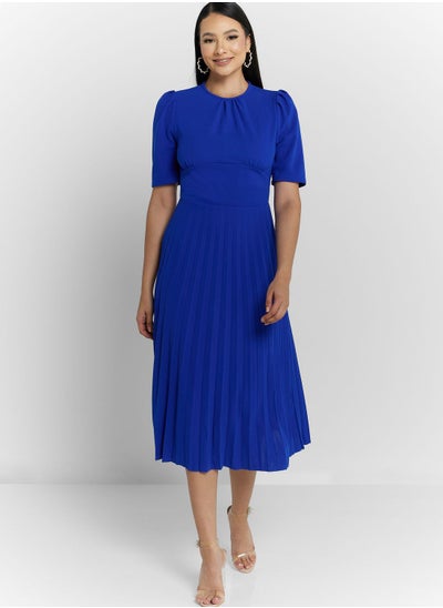 Buy Puff Sleeve Pleated Dress in UAE