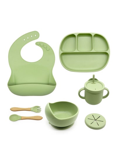 Buy 7PCS Silicone Baby Feeding Set, Toddler Self Feeding Dish Set, Self Feeding Utensils in Saudi Arabia