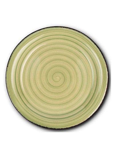 Buy Nava Stoneware Oil Green Dinner Plate Lines 27Cm in UAE