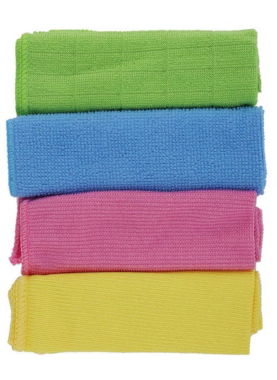 Buy Royalbright 4 pcs Multi-Purpose Microfiber Cloth Set RF10744 Germ Shield Technology with Super Absorbent Power| 100% Micro-Fiber and 100% Anti-Bacterial| Multi-Color in UAE