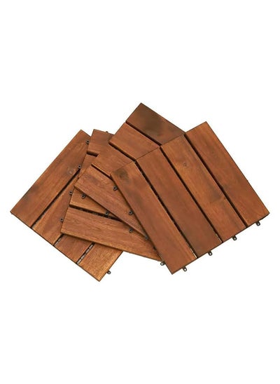 اشتري Hometaste Wooden Decking Tiles - Interlocking Wood Flooring For Garden Pathways, Patios, Durable Wood Tiles For Outdoor And Indoor Use (Style_2, 5_Pieces) في الامارات