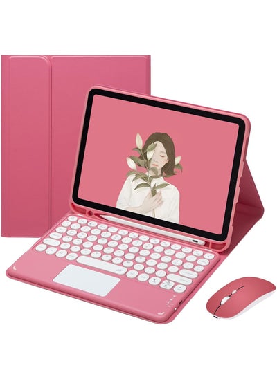 Buy iPad 10th Generation Touchpad Keyboard Case Retro Round Key with Mouse Cute Color Keyboard with Trackpad Detachable Touch Keyboard iPad 10 2022 10.9 inch Cover in UAE