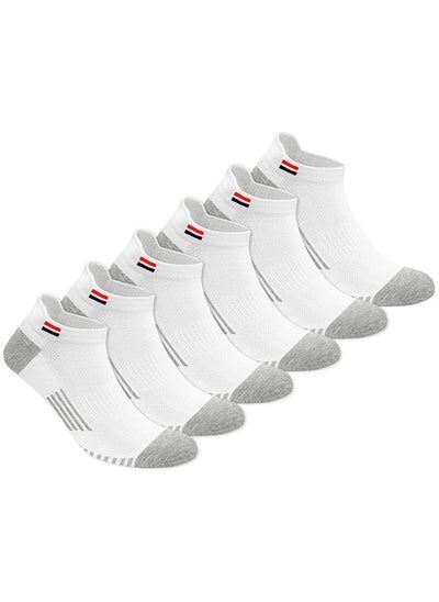 Buy NAVYSPORT Ankle Socks for Men Women Cotton Sports Socks Pack of 6 Pairs, Free Size, White in UAE