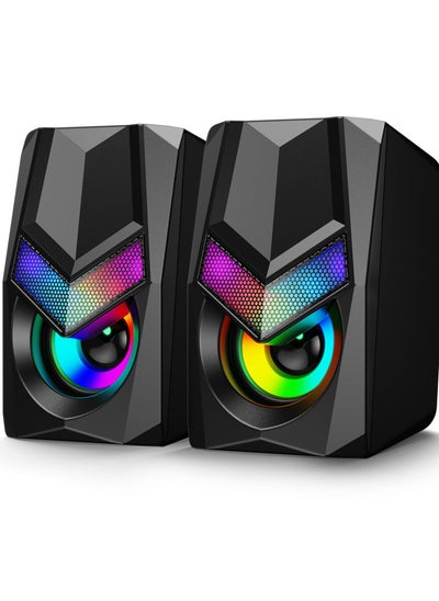 اشتري V20 PC Speakers for Desktop, Mini RGB Computer Speakers, USB Powered 3.5mm Aux Portable Gaming Speakers, Multimedia Speakers for Laptop, Monitor Speakers Plug and Play في السعودية