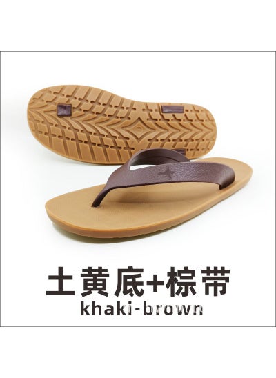 اشتري New Thai Flip-Flops Rubber Sole Fashion Mens Casual SlidesYellow bottom + Brown Band Yellow bottom + Brown Band في الامارات