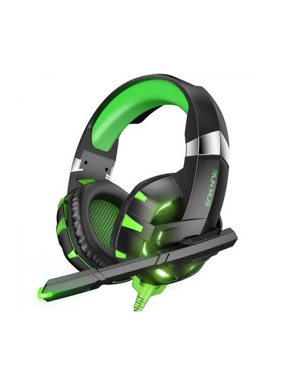 Buy RUNMUS K2 PRO Wired Gaming Headset, Green LED Lights with Mic, 7.1 Surround Sound Stereo Bass and Noise Cancellation, Over-Ear, 3.5mm, Padded Ear Cushion, for PS4/PS5/PC/Xbox On in Egypt