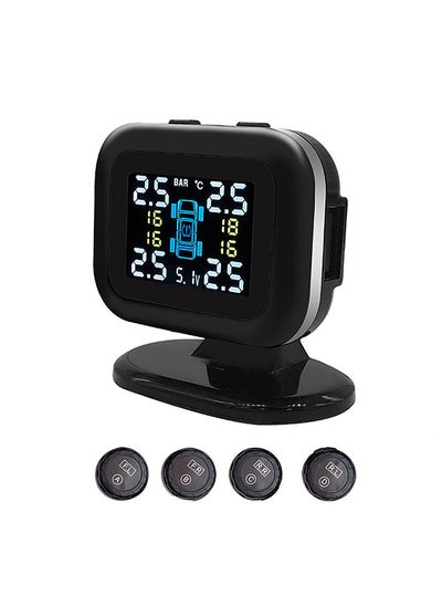 Buy Car Tire Pressure Monitoring System USB Tire Pressure Monitor Detector with 4 External Sensors Alarm Function USB Port in UAE